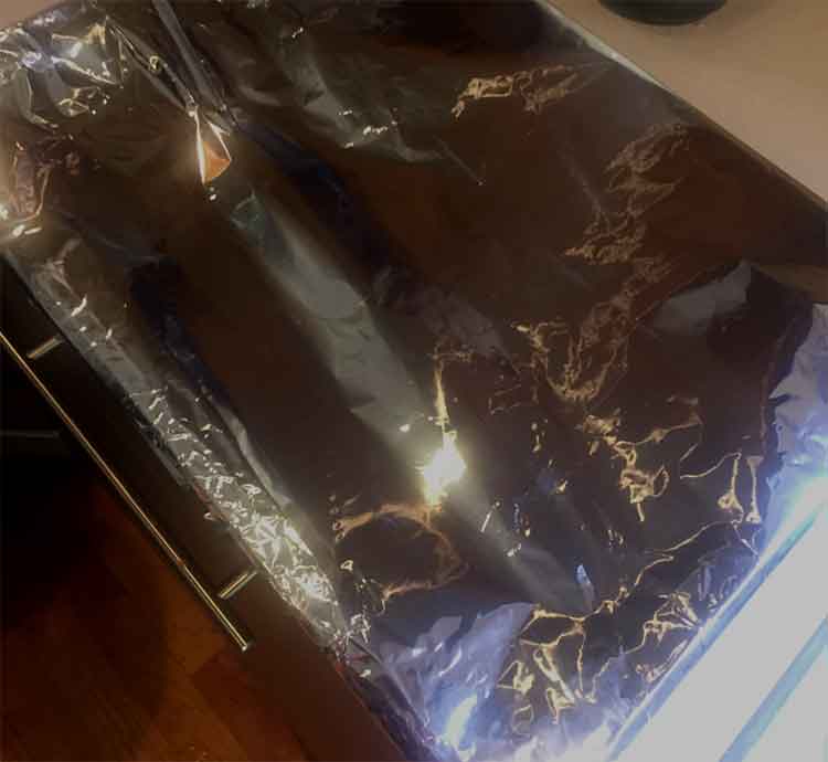 photo of roasting dish with foil on top